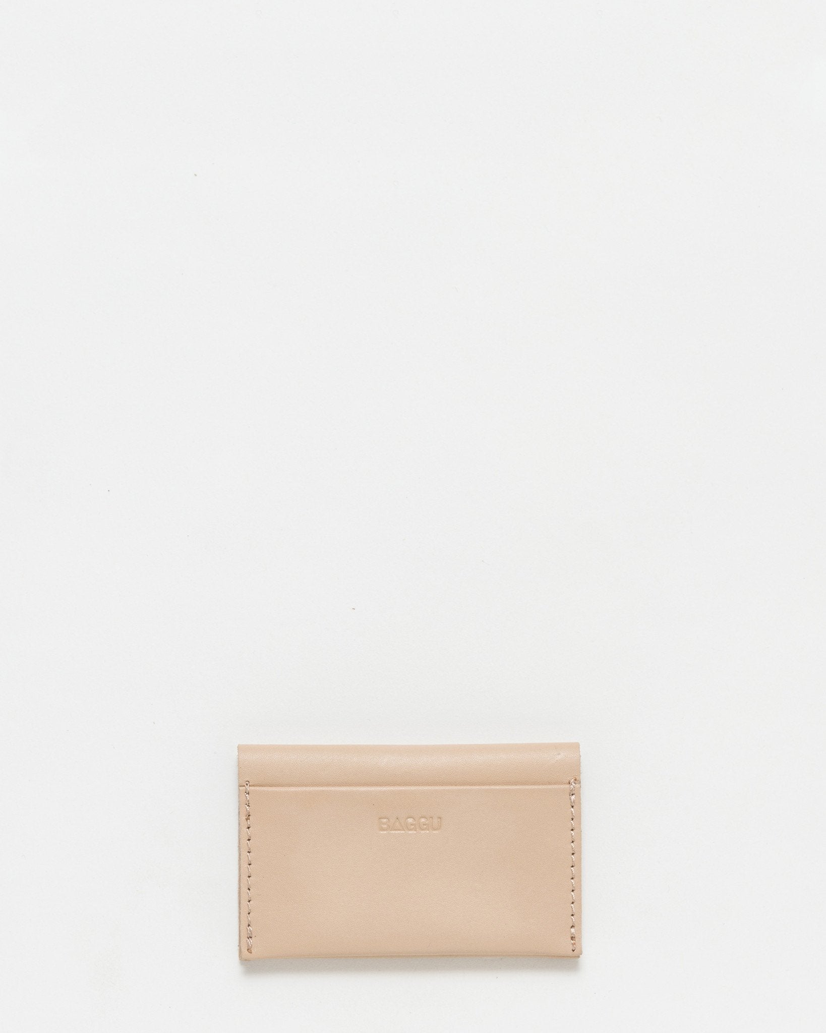 Leather simple credit card holder tan