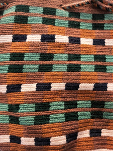 Handmade Small Crossbody Wayuu Green Jade & Brown