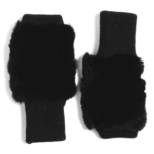 Finger-less Mittens with Rex rabbit fur section