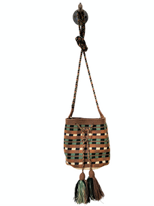 Handmade Small Crossbody Wayuu Green Jade & Brown