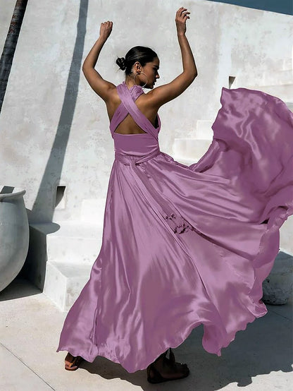 LONG PINK BLUSH DRESS