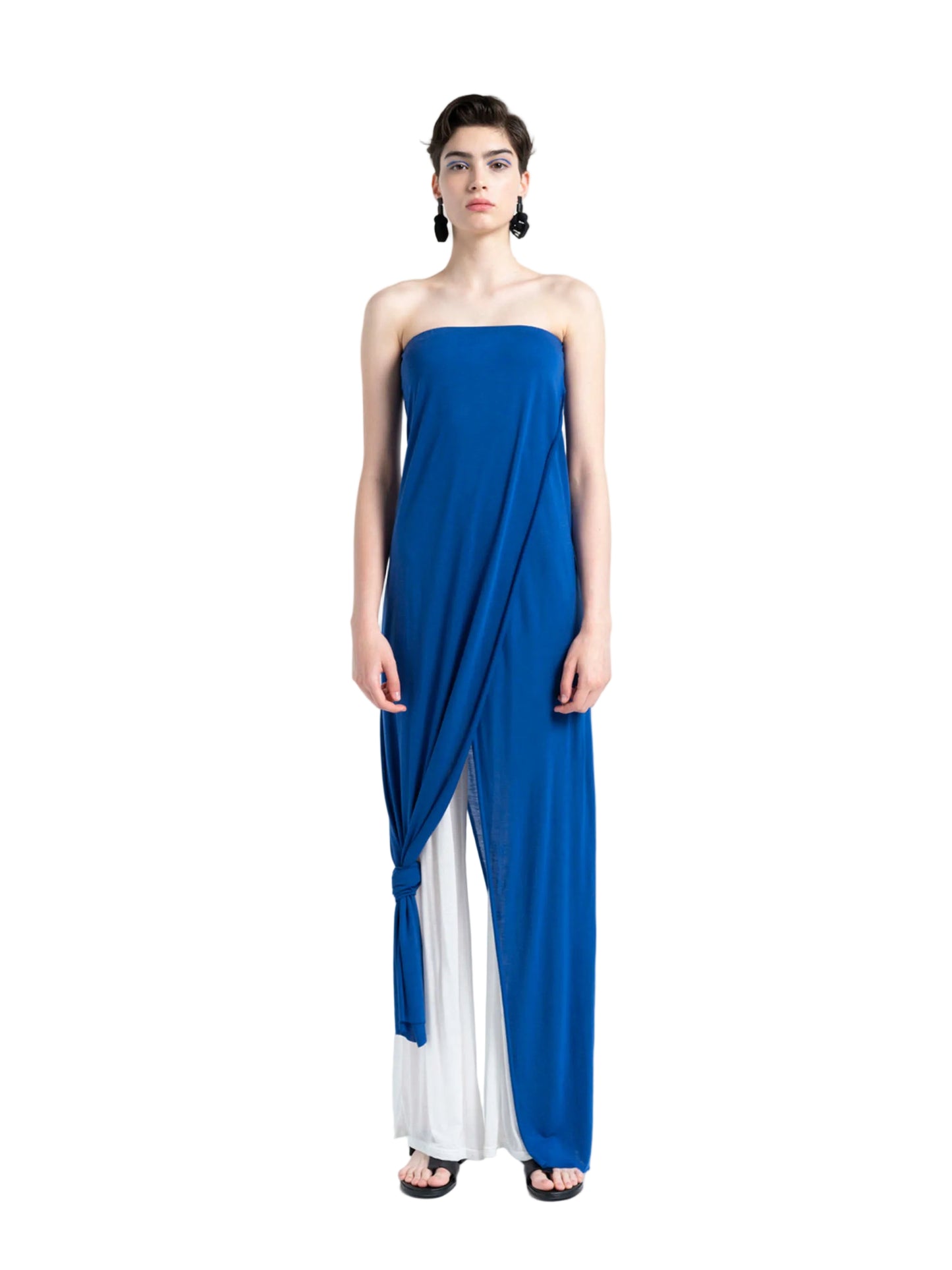  blue strapless overall
