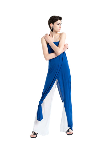  blue strapless overall