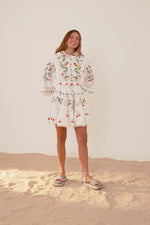 Load and play video in Gallery viewer, Pitanga Embroidered Belted Mini Dress
