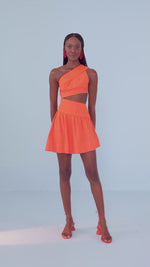 Load and play video in Gallery viewer, Orange One Shoulder Mini Dress
