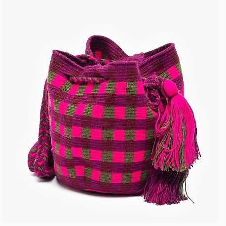 Handmade Small Crossbody Wayuu Fucshia & Green
