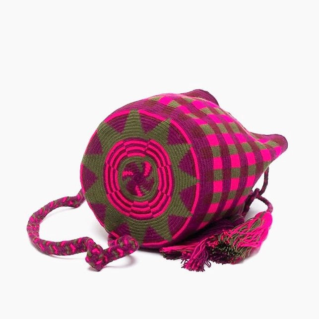 Handmade Small Crossbody Wayuu Fucshia & Green