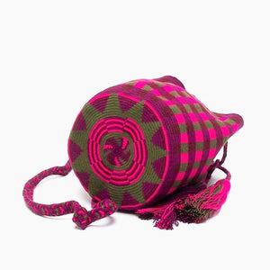 Handmade Small Crossbody Wayuu Fucshia & Green