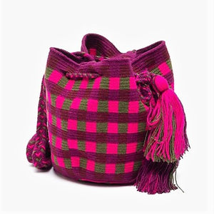 Handmade Small Crossbody Wayuu Fucshia & Green