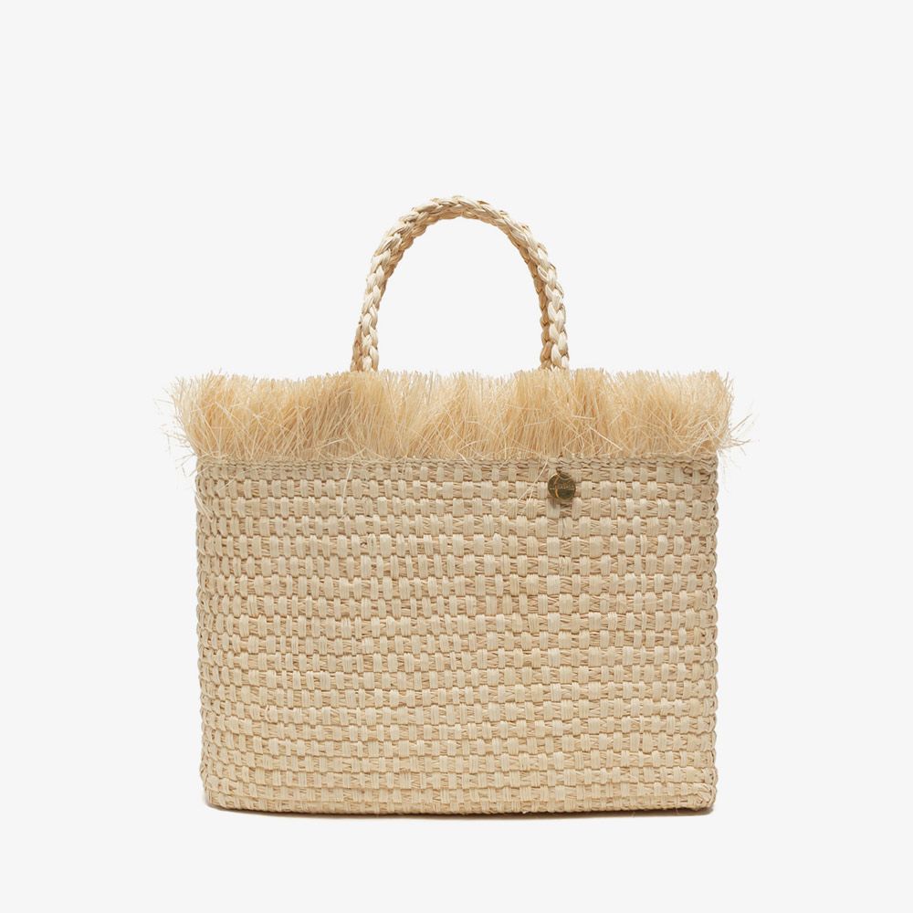 Rectangular Basket Natural Fiber Fringes
