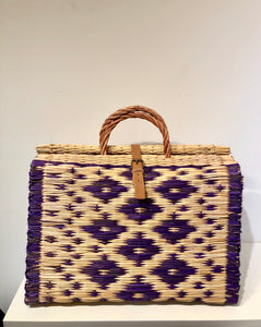 Large Purple/Natural artisanal beach basket