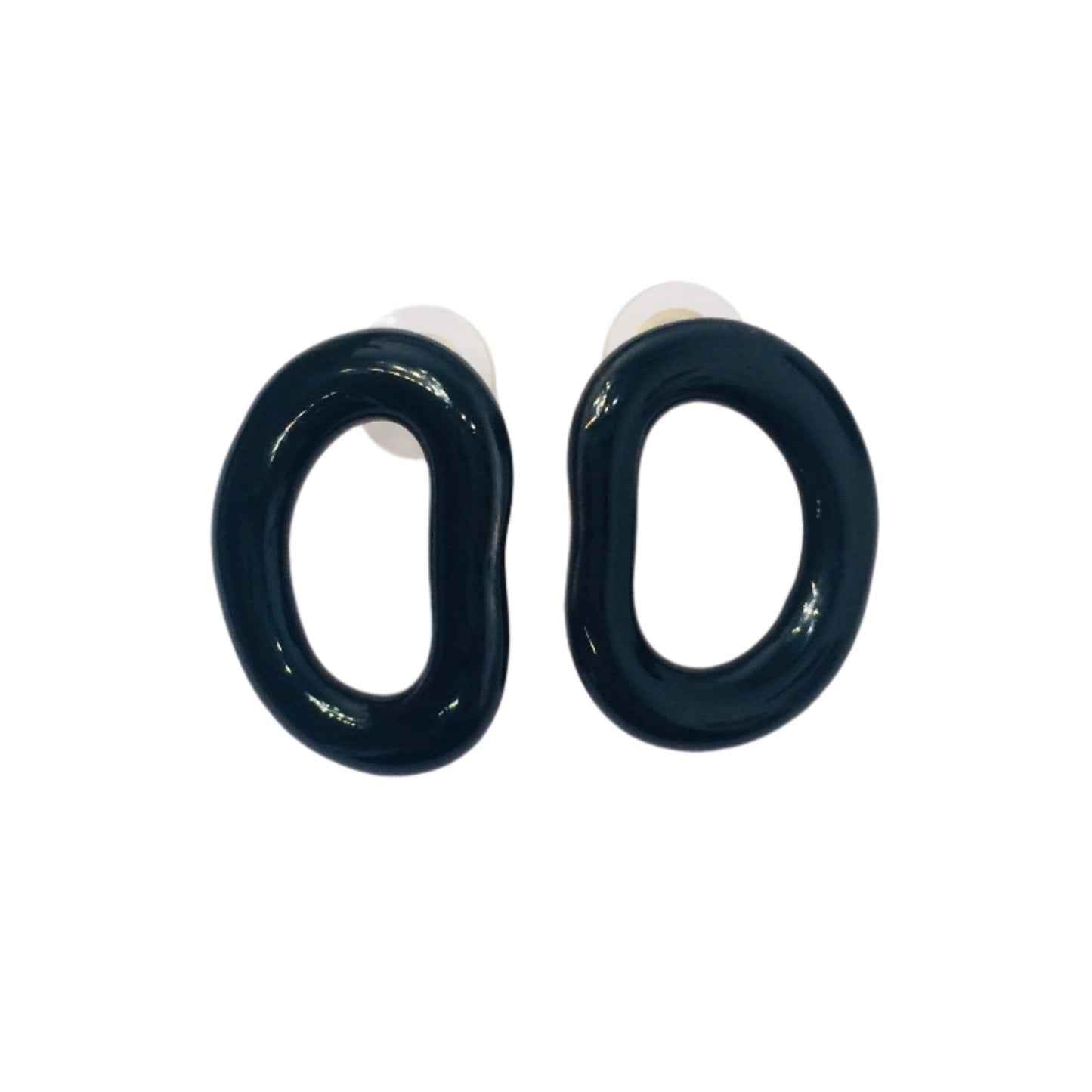 Enameled ceramic earrings Eman in black