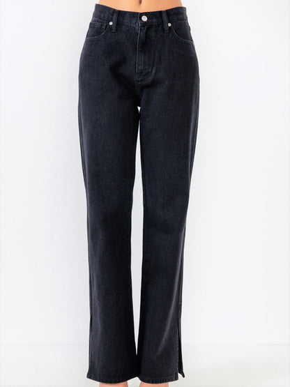 Black Jeans with Slit Detail