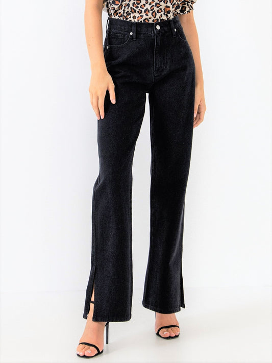 Black Jeans with Slit Detail