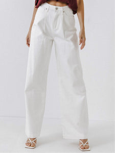 White Jeans with Front Pleat