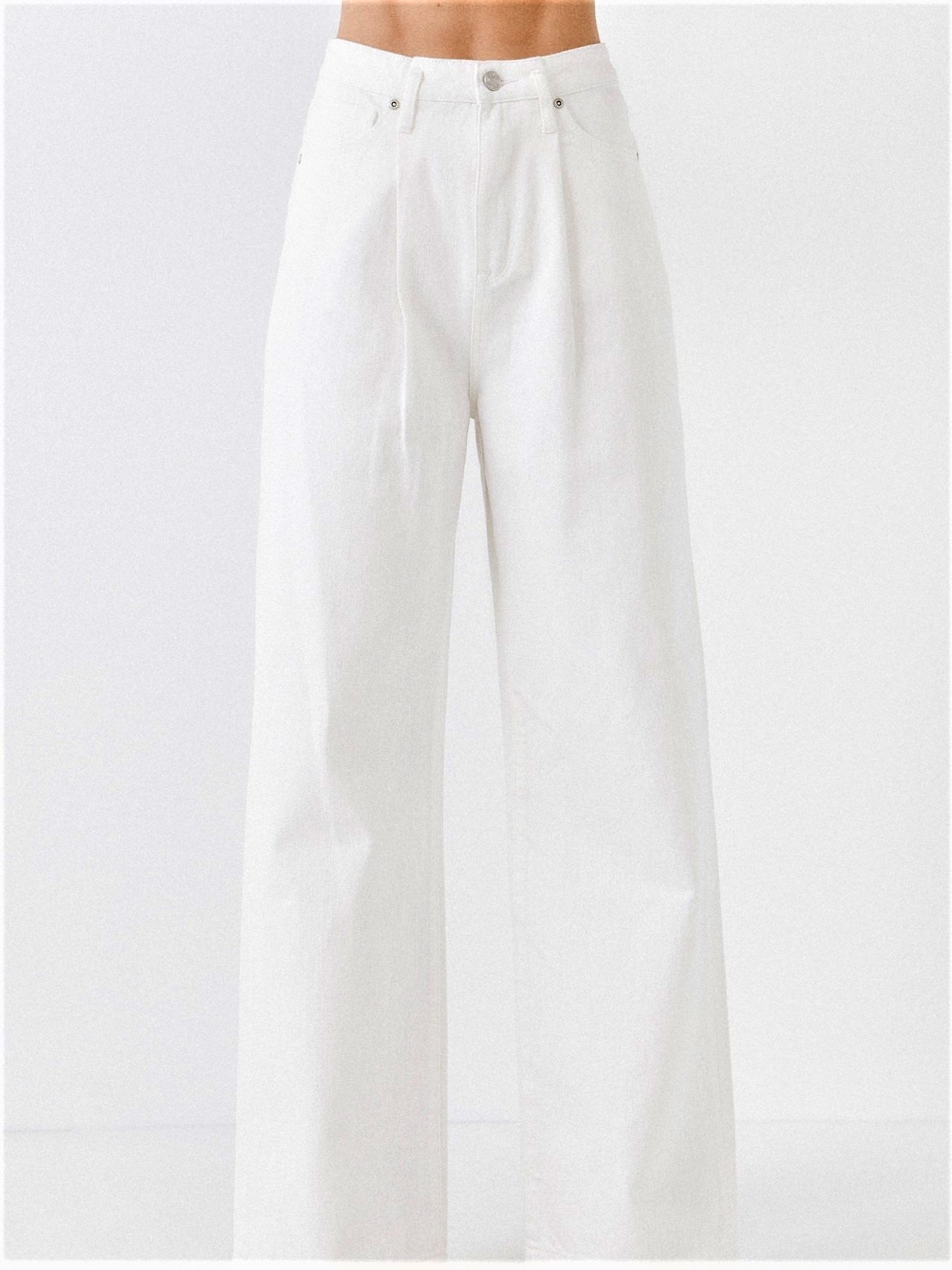 White Jeans with Front Pleat