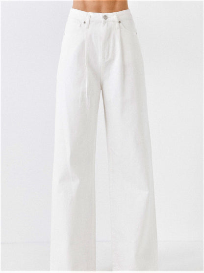 White Jeans with Front Pleat