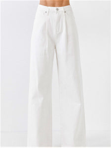 White Jeans with Front Pleat