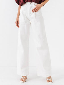 White Jeans with Front Pleat